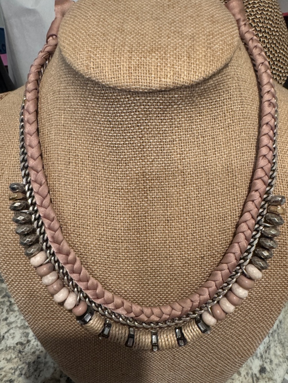 Stella & DotBraided Rose Statement Necklace with Beaded Accents